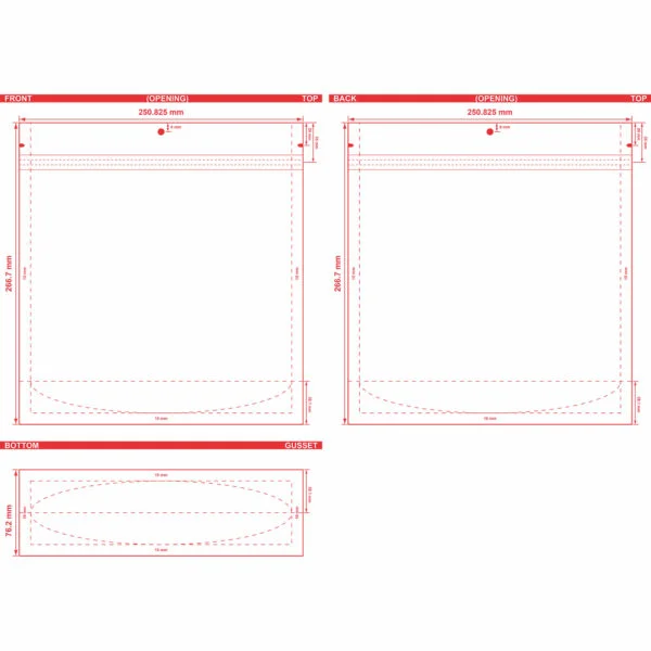 Custom Stand-Up Pouch 9.875x10.5x3 Dieline