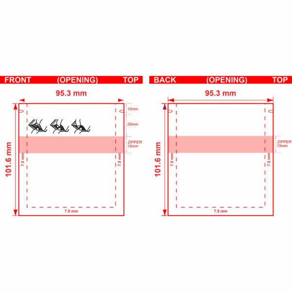 1 Gram Child Resistant Flat Bag 3.75x4 Dieline