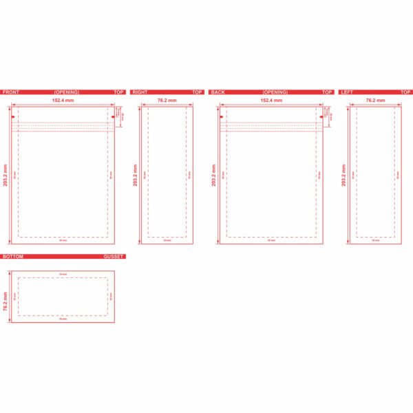 Flat Bottom Pouch With Normal Zipper 6x8x3 Dieline