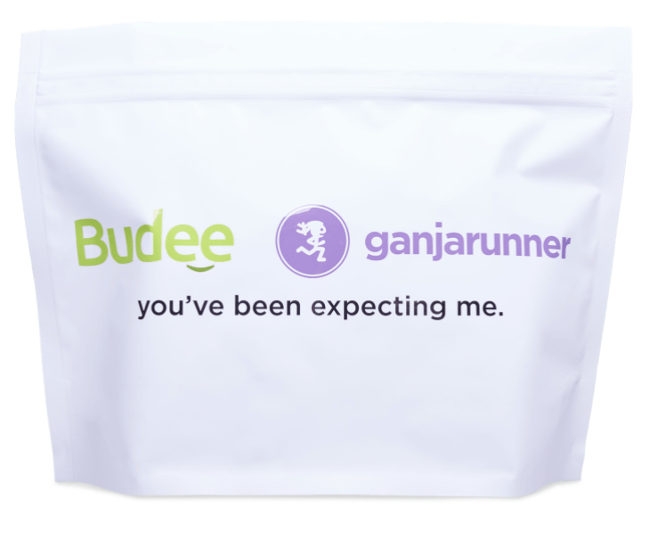 Cannabis branded Pouch  Budde Ganjarunner Exit Bag Glossy Finish White