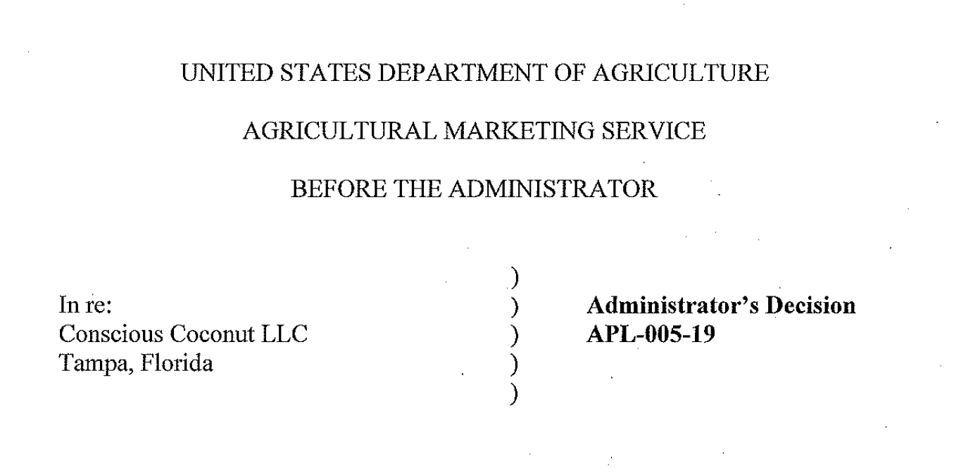 APL-005-19 APL 005 19 USDA Organic Labeling