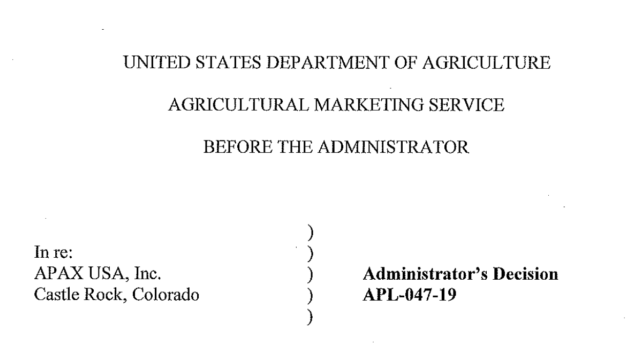 APL-047-19 APL 047 19 USDA Organic Labeling