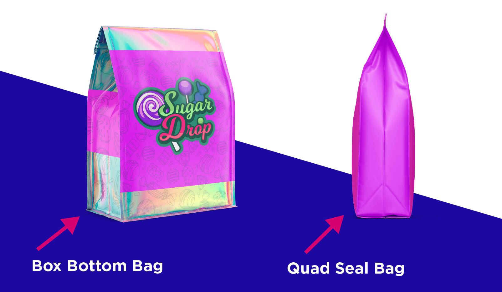 Custom printed quad seal bags 8 seal coffee bag custom quad seal bags Carepac offers including box bottom bag or quad seal bag best for coffee packaging
