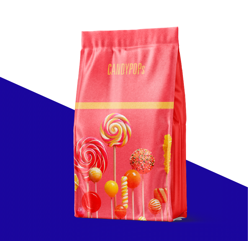 custom quad seal bags Carepac offers including sweet candy packaging