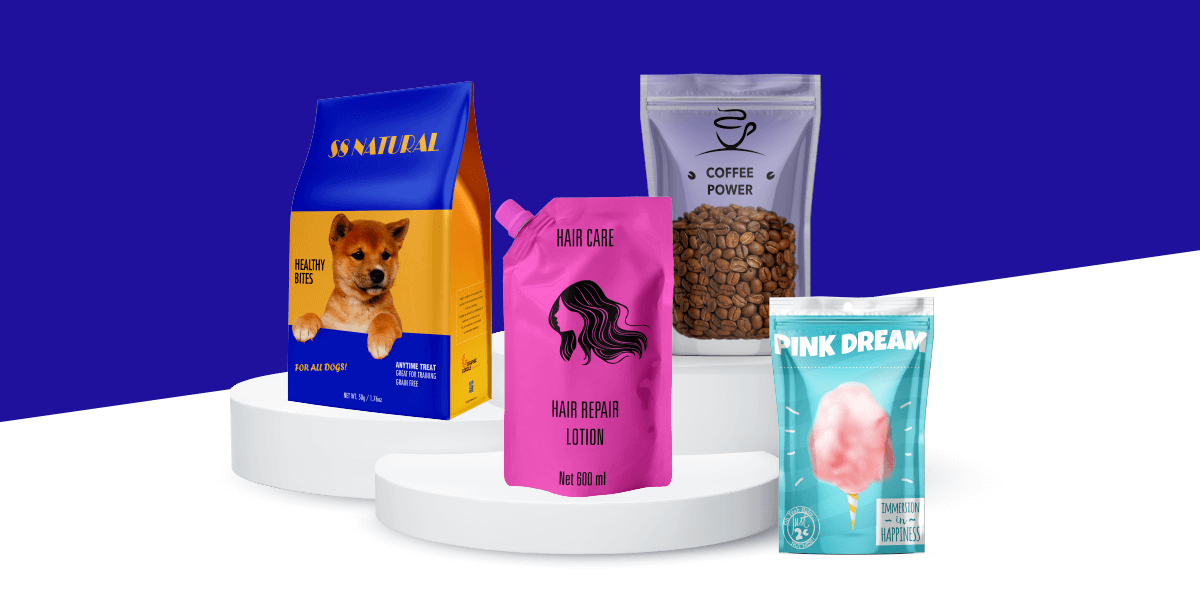 Digital Printed Stand Up Pouches CarePac offer Digital Pouch Printing Services - Custom Printed Flexible Packaging For Lay Flat & Stand Up Pouches