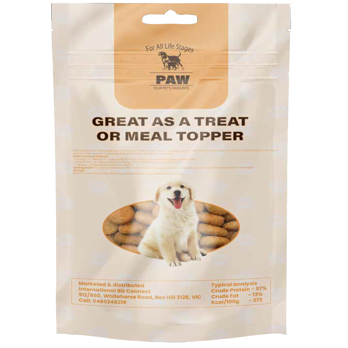 Recyclable Matte White Transparent Window Packaging Bag Pet Dog Food Stand up Pouch with Zipper