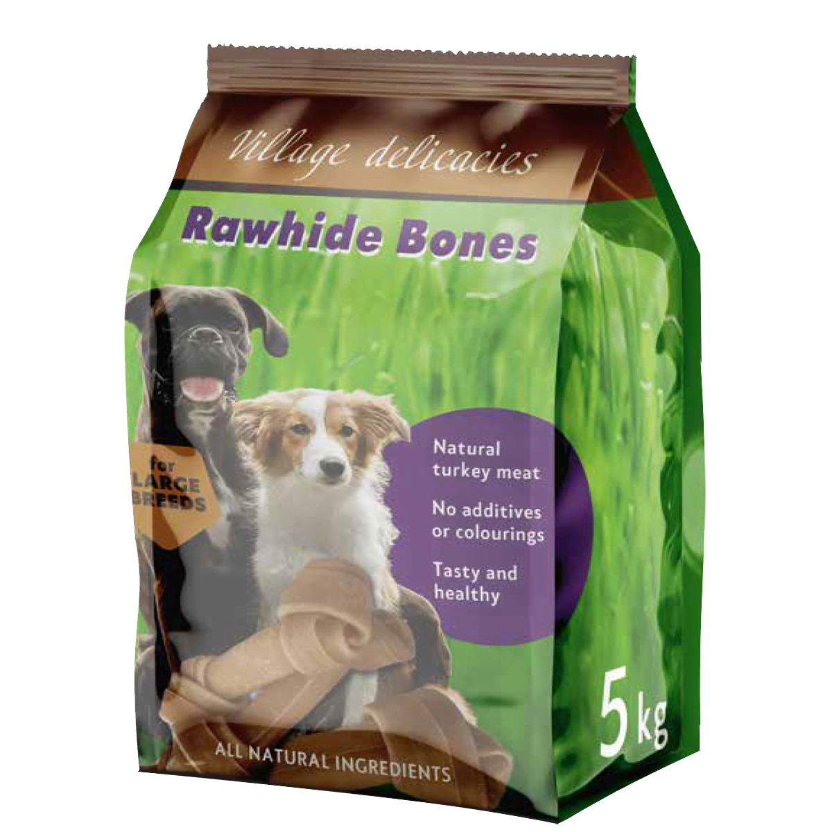 Rawhide Bones Dog Treats Box Bottom Pouch Printed Glossy Bag Dental Treat Packaging Chew Hold 5 kg
