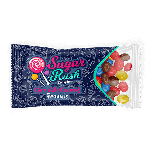 Custom Candy Packaging for Mix Candies Custom Candy Fin Seal Pouches for Chocolate Peanuts Candies