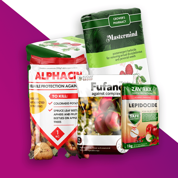 A family group shot of all the different types of custom herbicide bags Carepac offers including lawn & garden product. Herbicide Packaging Custom Pesticide Bags