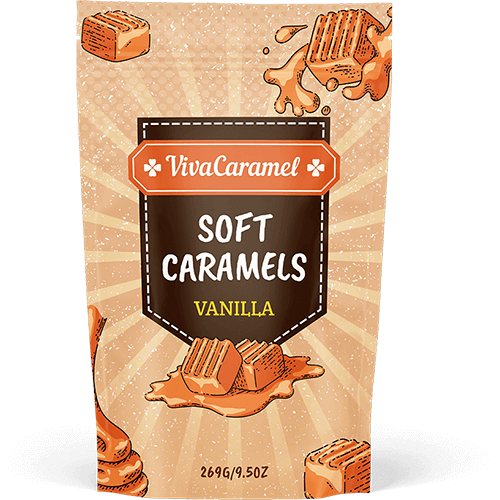 Taffy, Caramel, Nougats Pouch Bag A custom printed pouch for caramel with printed matte finish bag