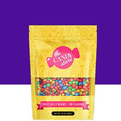 Printed Pouches Rotogravure Printed Pouches Candy Packaging Stand Up Pouch with Window Glossy Finish
