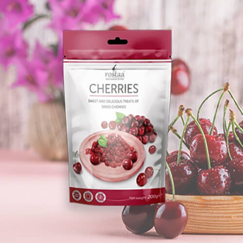 Custom Sized Stand Up Pouch Dried Fruit Packaging Wholesale Custom Logo Plastic Snack Cherry Dried Fruit Package Pouch Dry Food Stand Up Candy Packaging Bag