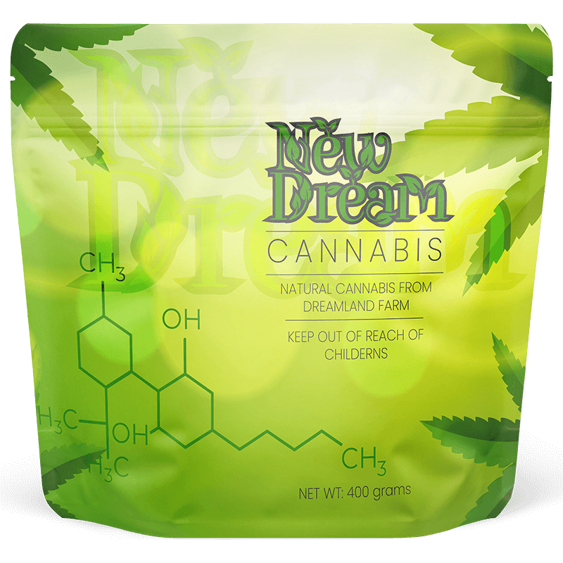 Exit Bags & Packaging for Marijuana & Cannabis Glossy Finish Doy Packaging Cannabis Exit Bag for Hemp Green Natural Color Round Corner Child Resistant Zipper