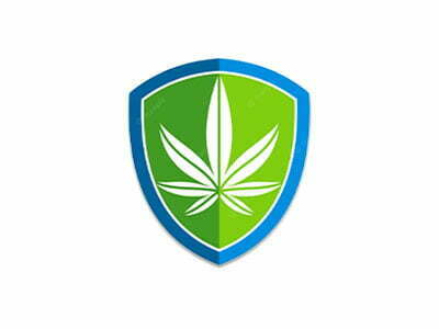 Cannabis Shield Leaf compliant Protection shield with green cannabis leaf inside