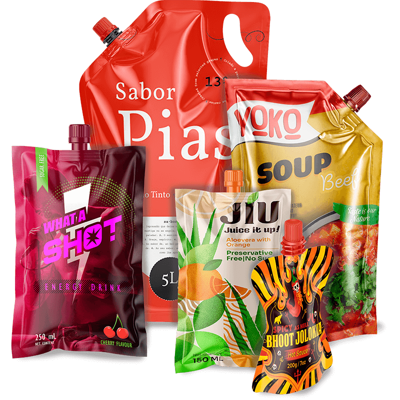 Get Custom Pouch Bag With Spout Flexible Packaging from CarePac offer Flat Pouch and Stand Up Pouch