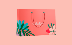 Colabe Rope Handle Shopping Bag Branded Paper Bags Custom Shopping Bags Retail Printing Compostable Kraft Shopping bags Floral Print Eco Friendly
