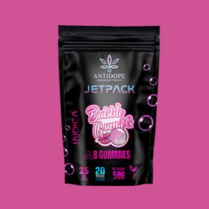 Cannabis Bubble Gummies Pouch THC Bubble Gum Kush Mylar Bags Stand Up Pouch Doy Pack Black Printed Logo in front with Tear Notch