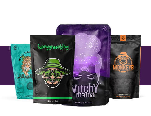 Custom Printed Logo Weed Cannabis Bag Plastic Stand Up Pouch Bags Material Touch Soft Matte or Glossy Finish Customized Printed Doypack Food Pouch Mylar Bags Childproof Zipper Cannabis Bag