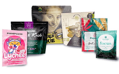 Custom Sized Cannabis Pouch Edible packaging with child resistant zipper custom edible mylar bags