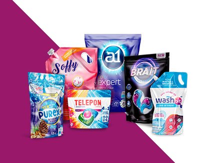 Detergent powder pouch printing bags A family group shot of all the different types of Custom Plastic Printed Detergent Powder Packaging Pouches Carepac offers