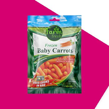 Steam to Serve Petite Carrots Refrigerated 3 Seal Pouch Frozen Food Packaging