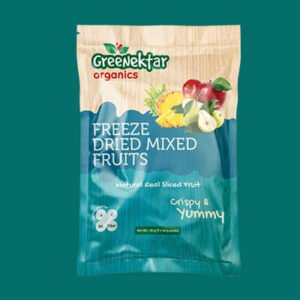 GreenMekter Freeze Dried Mixed Fruits Freeze Dried Fruit Organic Vegan Crunchy Freeze Dried Fruit 3 Seal Pouch Bags Glossy Finish