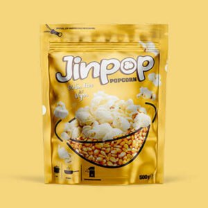 JinPop Packaging Design for Popcorn Aluminum Foil Stand Up Pouch for Popcorn Resealable Pouch with Ziplock