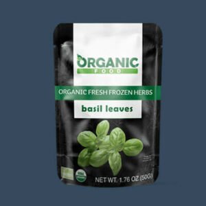 Organic Fresh Frozen Herbs Packaging Ziplock Resealable Pouches Organic Herbs and Spices Packaging Round Corner Pouch Matte Finish