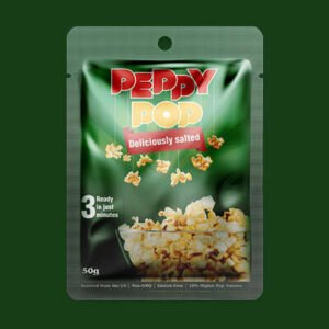 Peppy Pop Popcorn Packaging Pouch Heat Seal Printed Laminated 3 Side Seal Bag Popcorn Packaging
