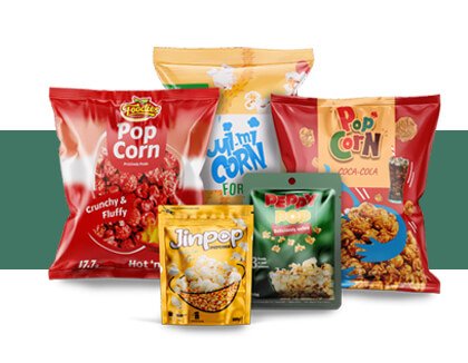Puffed Food Packaging Bag Popcorn Snack Moisture proof Plastic Stand Up Zipper Pouch & Puffed Food Pouch