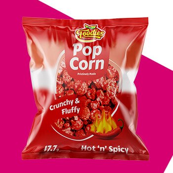 Single Serving Printed Glossy Popcorn Pouch Custom Printed Back Seal Pillow Pouch Popcorn Packaging Plastic Bag