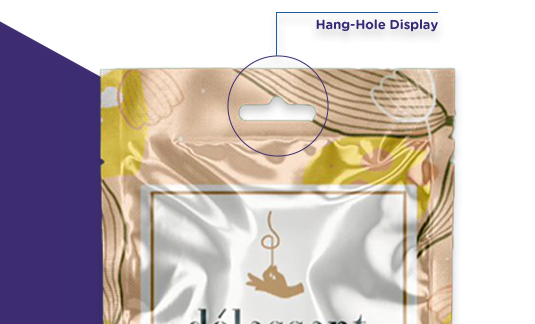 Hang Hole Display Flat Pouch Display Bag with Hang Hole