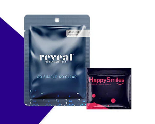 Ortho Aligner Pouch Bag 3 Side Seal Custom Printed Aligners Mylar Ortho Packaging Bags with One Side Transparent Reusable Zipper Retainers Flat Bags